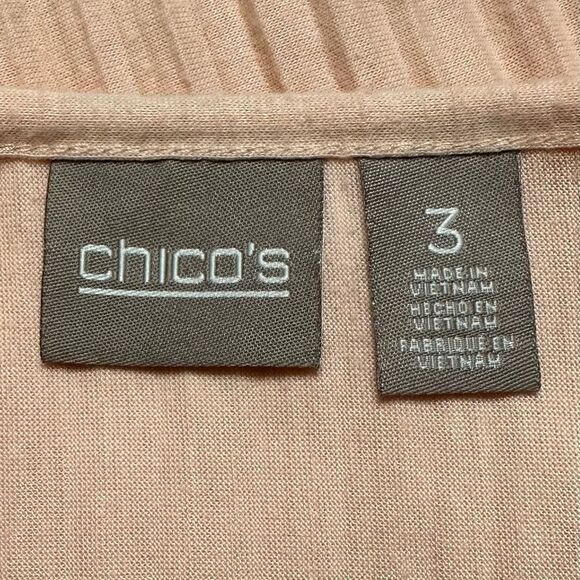 Chico’s Pleated Powder Pink 3/4 Sleeves Pullover Top, Size XL - Picture 9 of 12